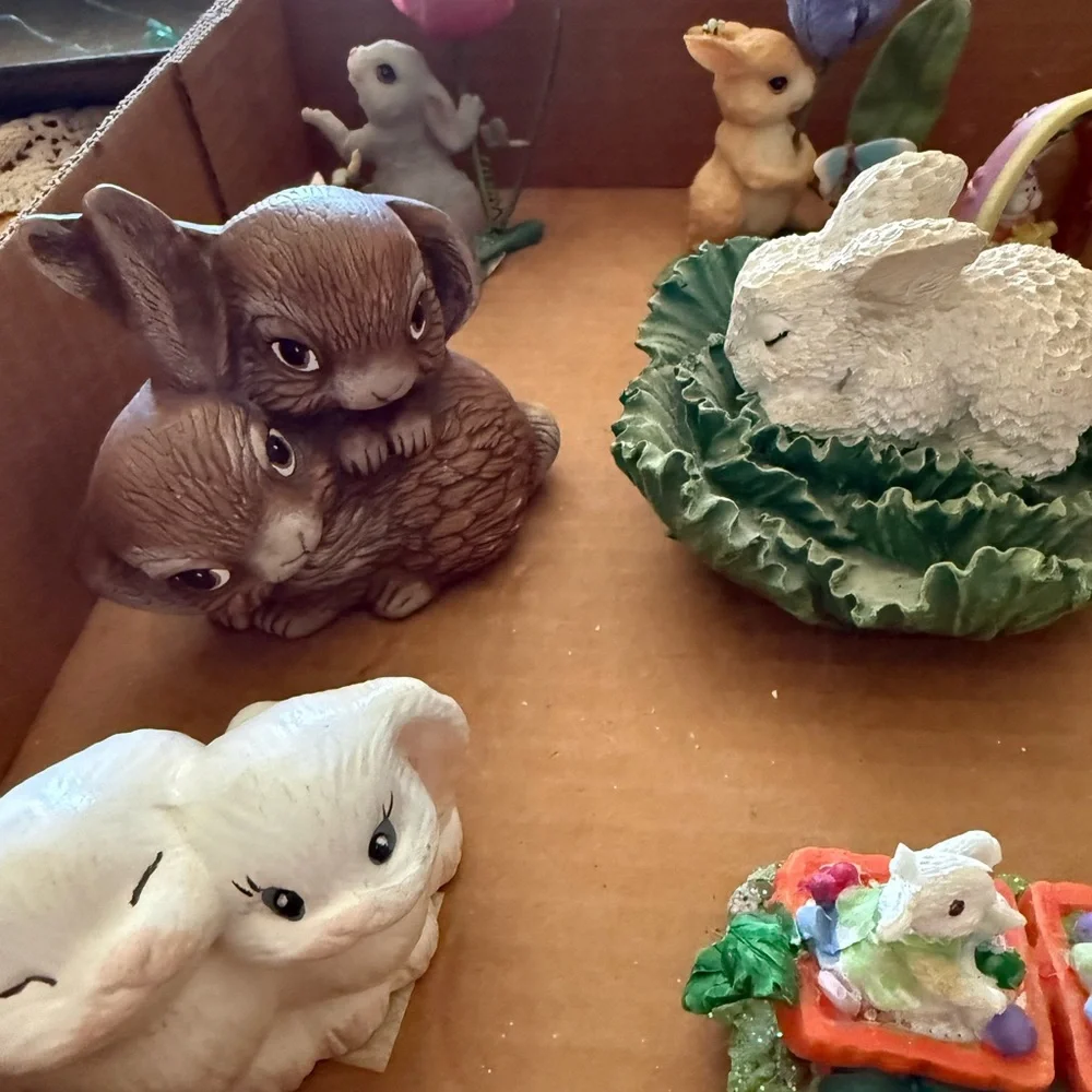 Easter Bunny Figurine Assortment - White, Brown, Pink